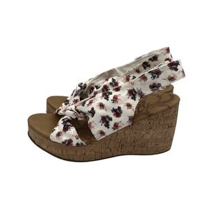 Blowfish Palmo Floral Print Cork Wedge Sandals Ankle Strap Women's Size 6